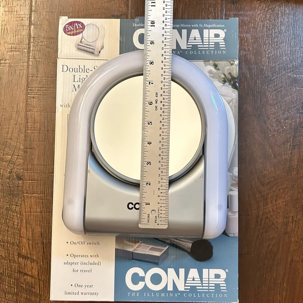 CONAIR double sided 5X/1X light up make up mirror - vintage, NWOT